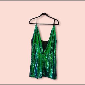 Mermaid Blue Sequin Romper- Large